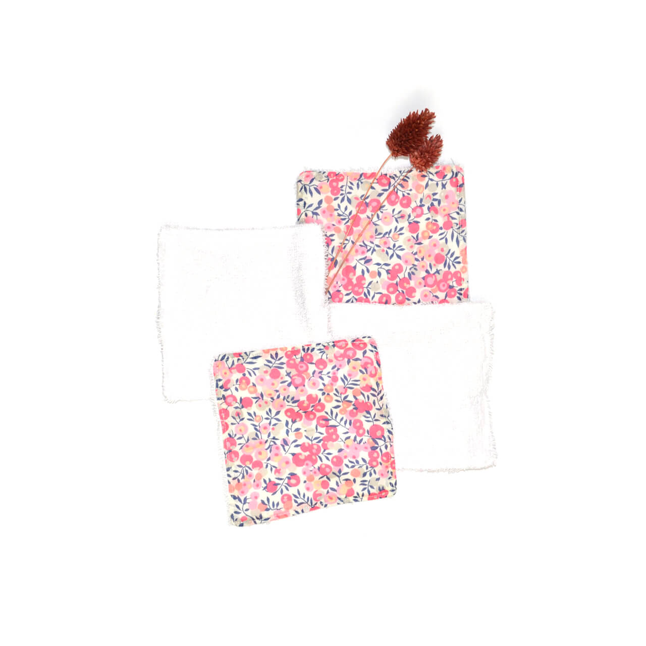 Lot de 4 lingettes lavables ' liberty ' 10x10cm