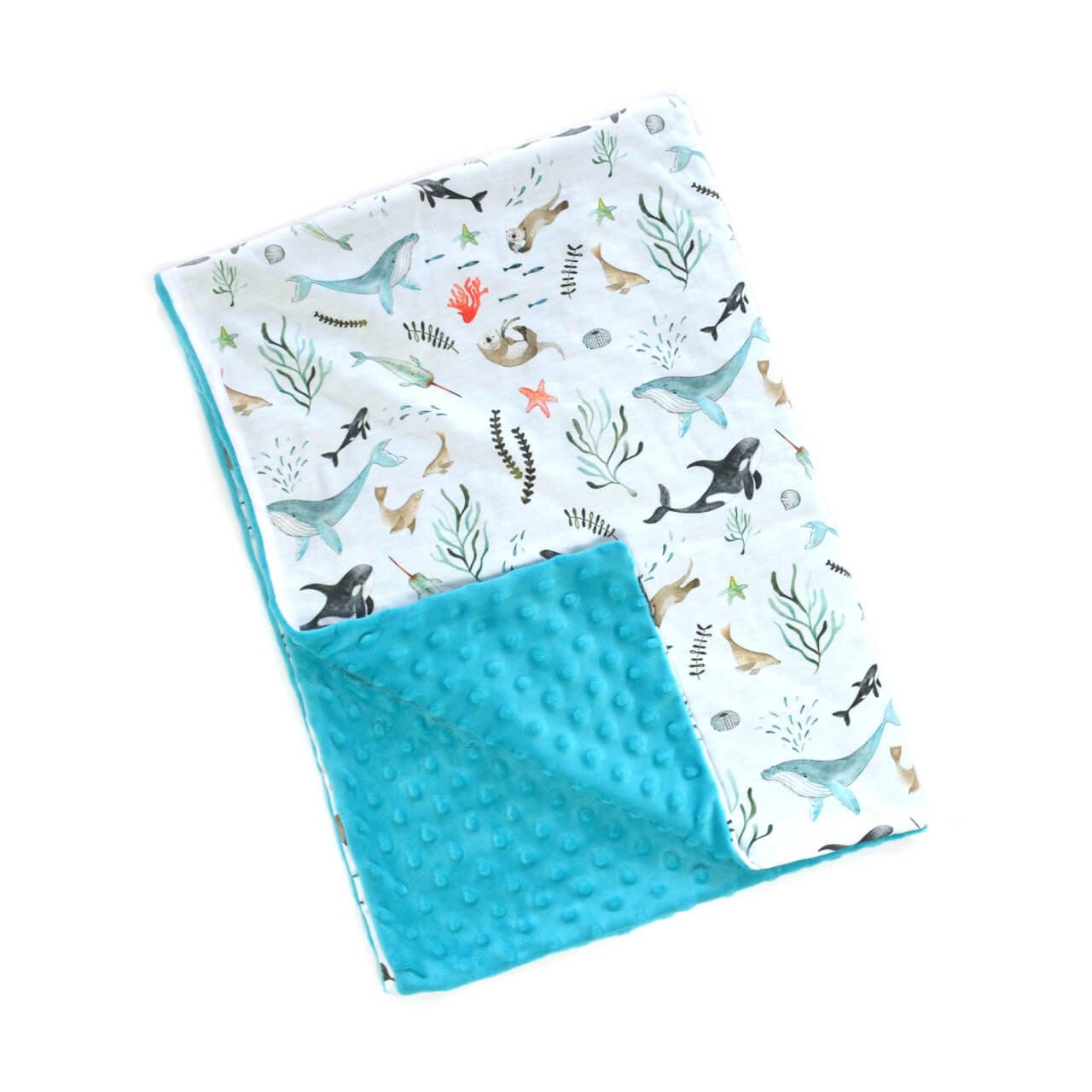 Couverture douillette 'Sea life' en tissu minky